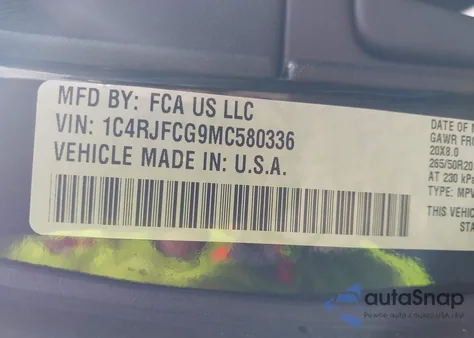 2021 Jeep Grand Cherokee High Altitude 4X4 from USA, damaged, VIN 1C4RJFCG9MC580336